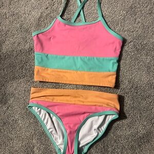 Hanna Andersson Pink and Green Bikini Swim Set